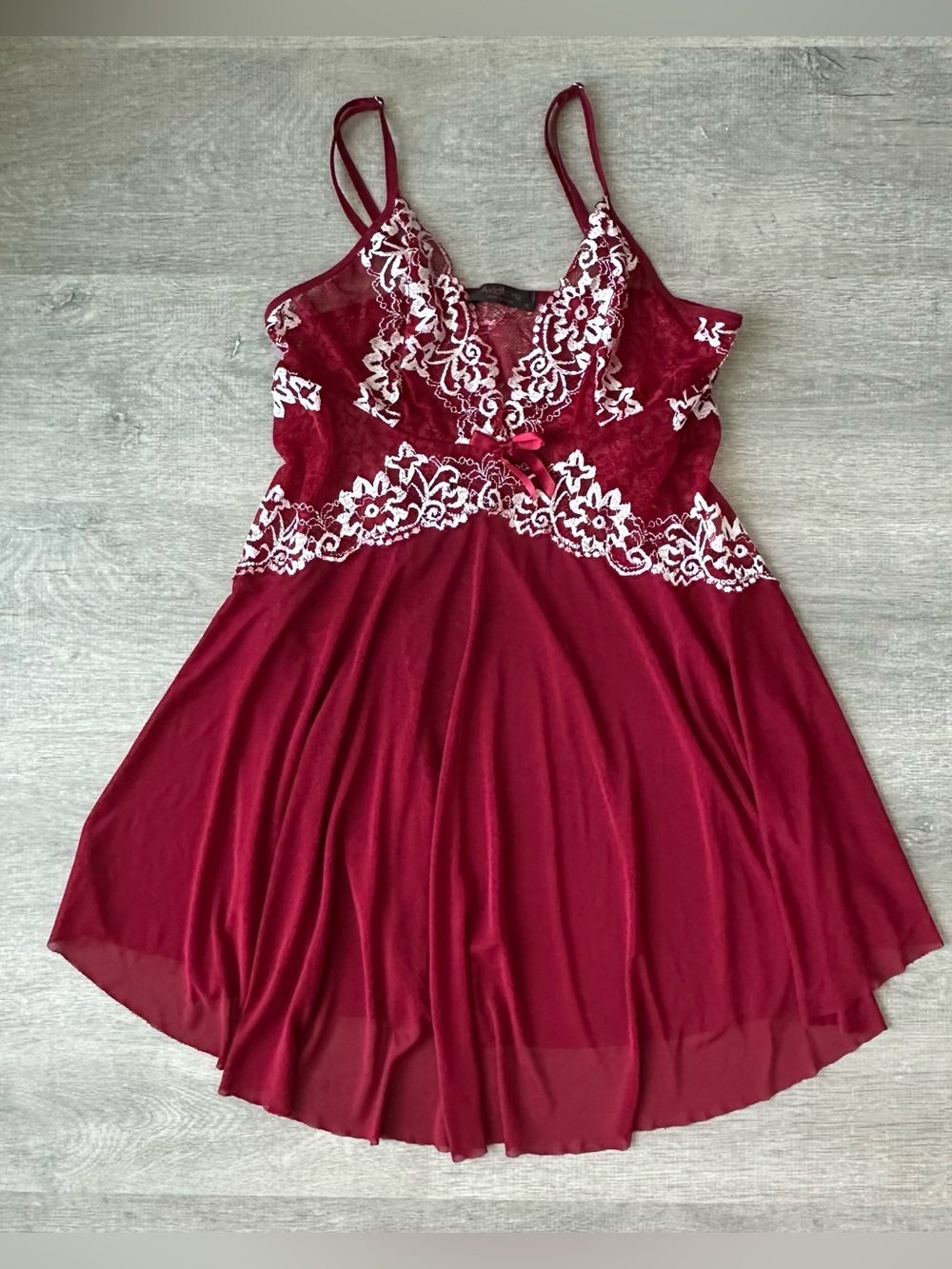 Avidlove Cherry Red Lace Contrast Babydoll Lingerie Slip Dress Fairycore
